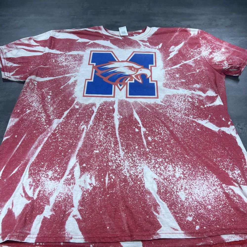 American Eagle Shirt Adult 2XL XXL Red White USA Flag Splatter Paint AOP Mascot